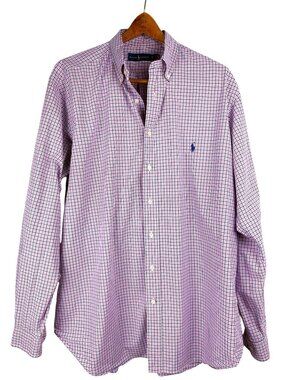 Ralph Lauren Men's XLT Button-Down Shirt Pink & Blue Checkered Cotton